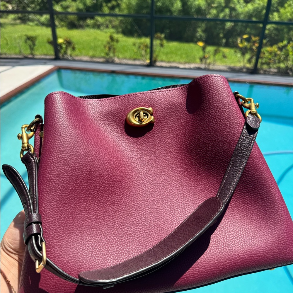 Coach Willow Colorblock Leather Shoulder Bag with Gold Accents